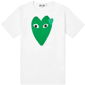Comme Des Garcons Play Double Heart Tee Green Shirt